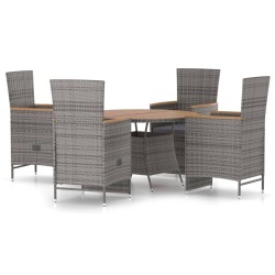 vidaXL 5-tlg. Garten-Essgruppe mit Kissen Poly Rattan Grau