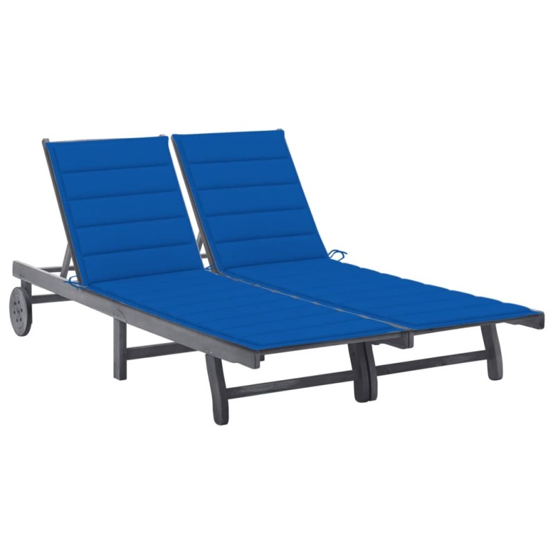 vidaXL 2-Personen-Sonnenliege mit Auflage Grau Akazie Massivholz vidaXL 2-Personen-Sonnenliege mit Auflage Grau Akazie Massivholz