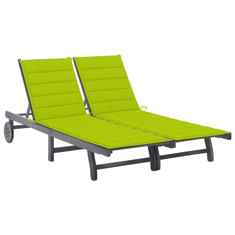 vidaXL 2-Personen-Sonnenliege mit Auflage Grau Akazie Massivholz vidaXL 2-Personen-Sonnenliege mit Auflage Grau Akazie Massivholz