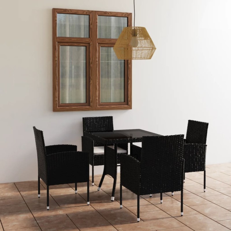 vidaXL 5-tlg. Garten-Essgruppe Poly Rattan Schwarz vidaXL 5-tlg. Garten-Essgruppe Poly Rattan Schwarz