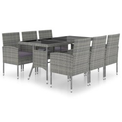 vidaXL 7-tlg. Garten-Essgruppe Poly Rattan Anthrazit und Grau