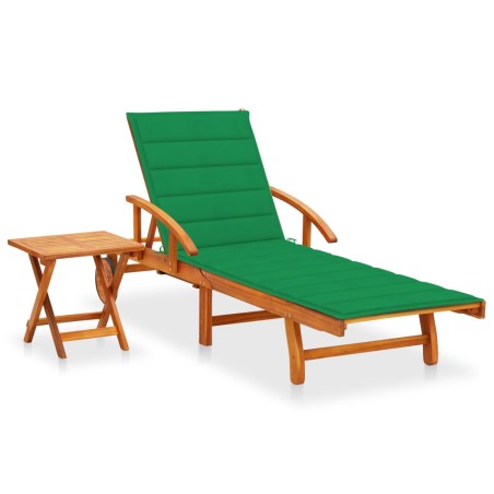 vidaXL Sonnenliege mit Tisch und Auflage Akazie Massivholz 