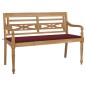 vidaXL Batavia-Gartenbank mit Weinroter Auflage 150 cm Massivholz Teak vidaXL Batavia-Gartenbank mit Weinroter Auflage 150 cm Massivholz Teak