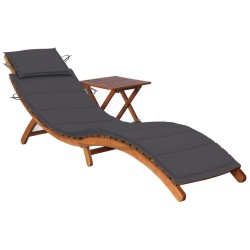 vidaXL Sonnenliege mit Tisch und Auflage Massivholz Akazie 
