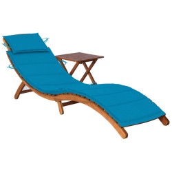 vidaXL Sonnenliege mit Tisch und Auflage Massivholz Akazie 