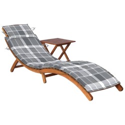 vidaXL Sonnenliege mit Tisch und Auflage Massivholz Akazie 