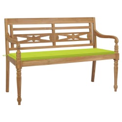 vidaXL Batavia-Gartenbank mit Hellgrüner Auflage 150cm Massivholz Teak