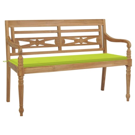 vidaXL Batavia-Gartenbank mit Hellgrüner Auflage 150cm Massivholz Teak