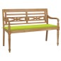 vidaXL Batavia-Gartenbank mit Hellgrüner Auflage 150cm Massivholz Teak