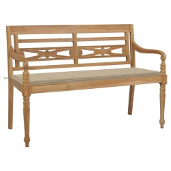 vidaXL Batavia-Gartenbank mit Beige Auflage 150 cm Massivholz Teak 