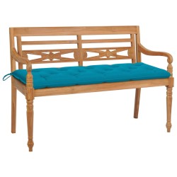 vidaXL Batavia-Bank mit Hellblauer Auflage 150 cm Massivholz Teak 