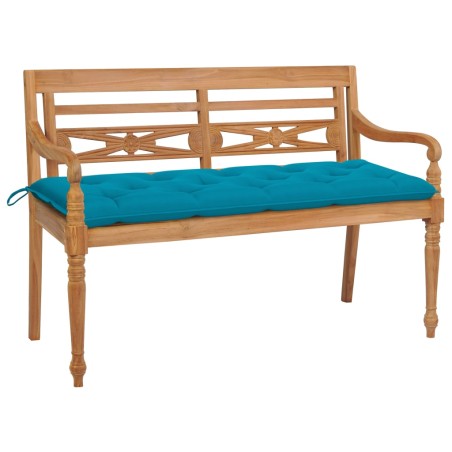 vidaXL Batavia-Bank mit Hellblauer Auflage 150 cm Massivholz Teak 