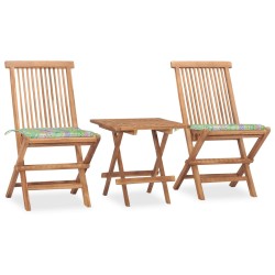 vidaXL 3-tlg. Garten-Essgruppe mit Kissen Klappbar Massivholz Teak