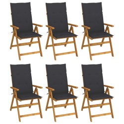 vidaXL Klappbare Gartenstühle 6 Stk. mit Auflagen Massivholz Akazie