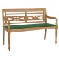 vidaXL Batavia-Gartenbank mit Grüner Auflage 150 cm Massivholz Teak vidaXL Batavia-Gartenbank mit Grüner Auflage 150 cm Massivholz Teak