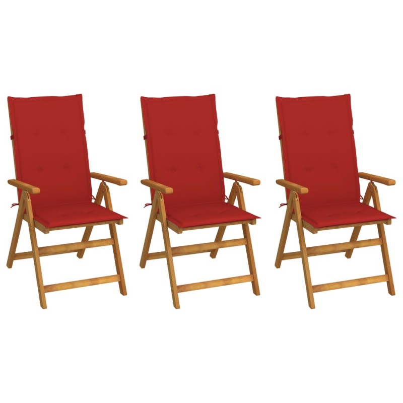 vidaXL Klappbare Gartenstühle 3 Stk. mit Auflagen Massivholz Akazie vidaXL Klappbare Gartenstühle 3 Stk. mit Auflagen Massivholz Akazie
