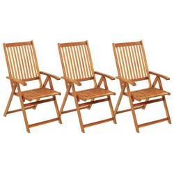 vidaXL Klappbare Gartenstühle 3 Stk. mit Auflagen Massivholz Akazie