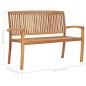 vidaXL Stapelbare Gartenbank mit Auflage 128,5 cm Massivholz Teak vidaXL Stapelbare Gartenbank mit Auflage 128,5 cm Massivholz Teak