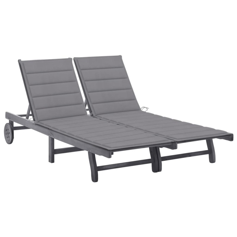 vidaXL 2-Personen-Sonnenliege mit Auflage Grau Akazie Massivholz vidaXL 2-Personen-Sonnenliege mit Auflage Grau Akazie Massivholz