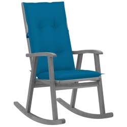 vidaXL Schaukelstuhl mit Auflage Grau Massivholz Akazie