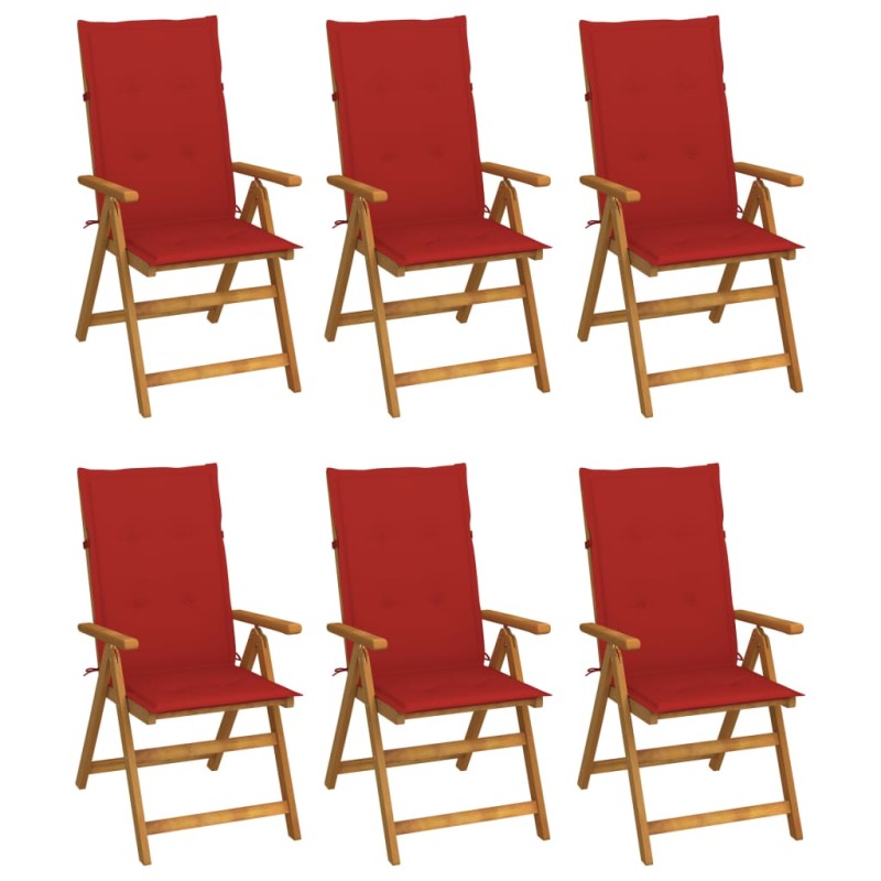 vidaXL Klappbare Gartenstühle 6 Stk. mit Auflagen Massivholz Akazie vidaXL Klappbare Gartenstühle 6 Stk. mit Auflagen Massivholz Akazie