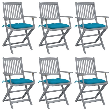 vidaXL Klappbare Gartenstühle 6 Stk. mit Kissen Massivholz Akazie