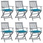 vidaXL Klappbare Gartenstühle 6 Stk. mit Kissen Massivholz Akazie vidaXL Klappbare Gartenstühle 6 Stk. mit Kissen Massivholz Akazie