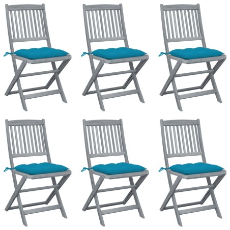 vidaXL Klappbare Gartenstühle 6 Stk. mit Kissen Massivholz Akazie