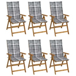 vidaXL Klappbare Gartenstühle 6 Stk. mit Auflagen Massivholz Akazie