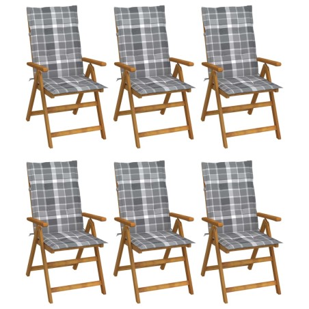 vidaXL Klappbare Gartenstühle 6 Stk. mit Auflagen Massivholz Akazie