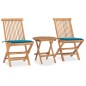 vidaXL 3-tlg. Garten-Essgruppe mit Kissen Klappbar Massivholz Teak vidaXL 3-tlg. Garten-Essgruppe mit Kissen Klappbar Massivholz Teak