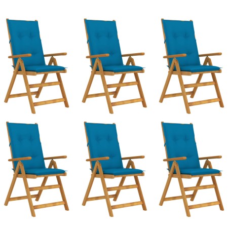 vidaXL Klappbare Gartenstühle 6 Stk. mit Auflagen Massivholz Akazie
