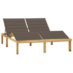 vidaXL Doppel-Sonnenliege mit Taupe Auflagen Kiefer Imprägniert