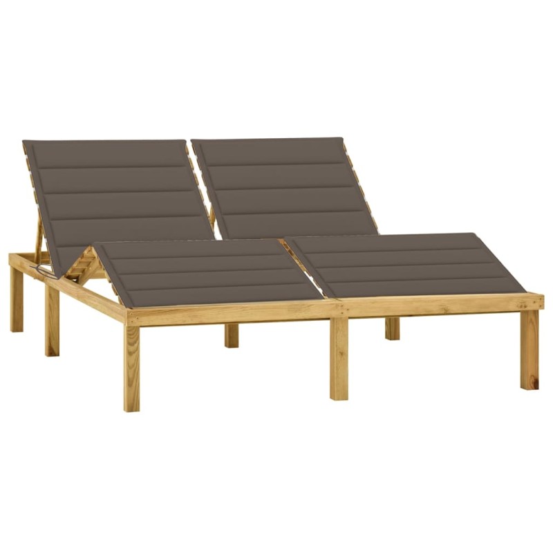 vidaXL Doppel-Sonnenliege mit Taupe Auflagen Kiefer Imprägniert vidaXL Doppel-Sonnenliege mit Taupe Auflagen Kiefer Imprägniert