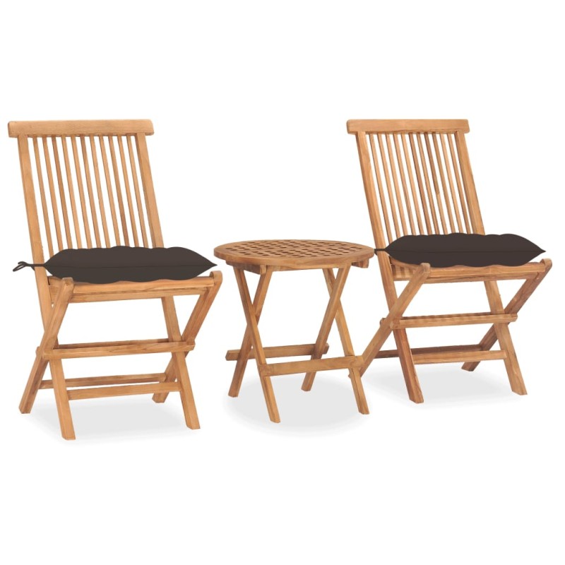 vidaXL 3-tlg. Garten-Essgruppe mit Kissen Klappbar Massivholz Teak vidaXL 3-tlg. Garten-Essgruppe mit Kissen Klappbar Massivholz Teak