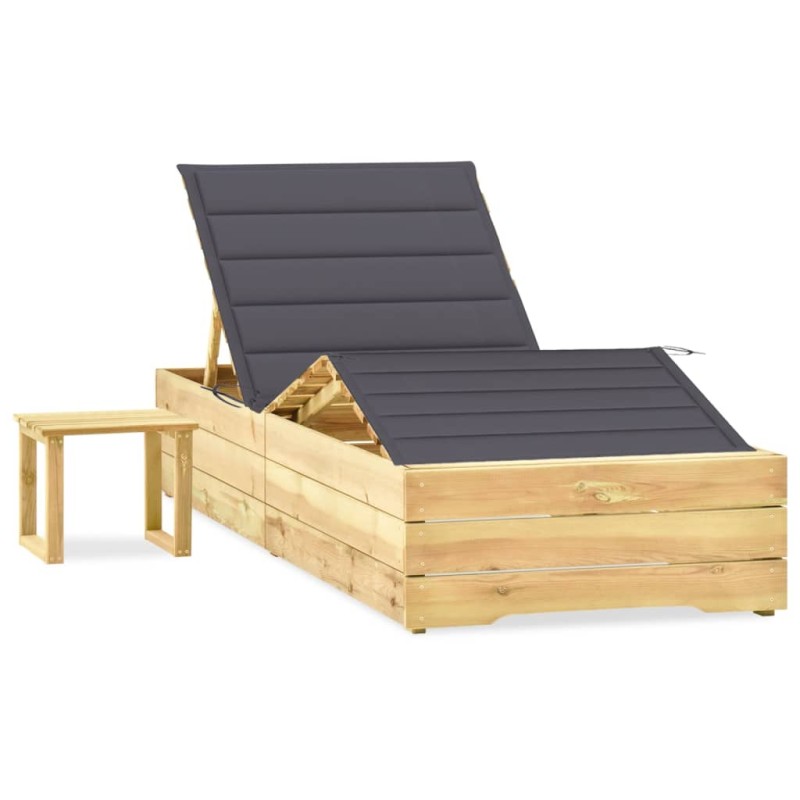 vidaXL Garten-Sonnenliege mit Tisch und Auflage Kiefer Imprägniert vidaXL Garten-Sonnenliege mit Tisch und Auflage Kiefer Imprägniert