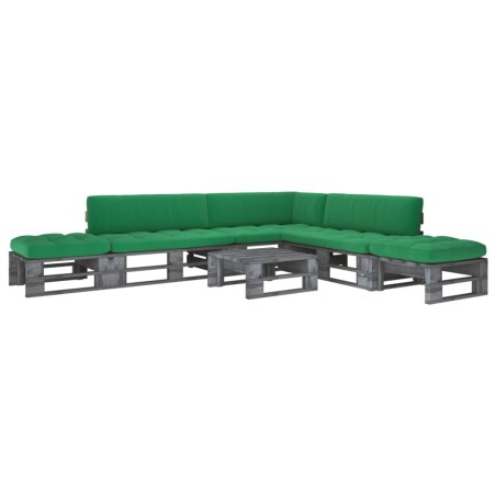 vidaXL 6-tlg. Paletten-Lounge-Set Grau Imprägniertes Kiefernholz