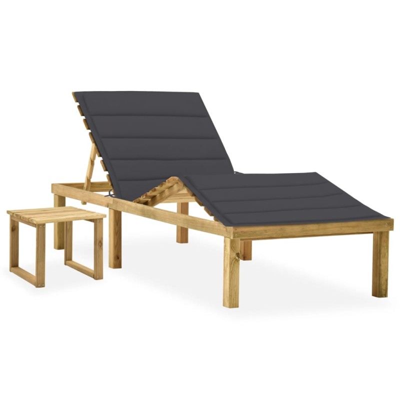 vidaXL Garten-Sonnenliege mit Tisch und Auflage Kiefer Imprägniert vidaXL Garten-Sonnenliege mit Tisch und Auflage Kiefer Imprägniert