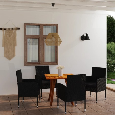 vidaXL 5-tlg. Garten-Essgruppe Schwarz