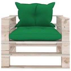 vidaXL Palettensofa mit Kissen Grün Kiefernholz