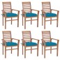 vidaXL Essstühle 6 Stk. mit Hellblauen Kissen Massivholz Teak vidaXL Essstühle 6 Stk. mit Hellblauen Kissen Massivholz Teak