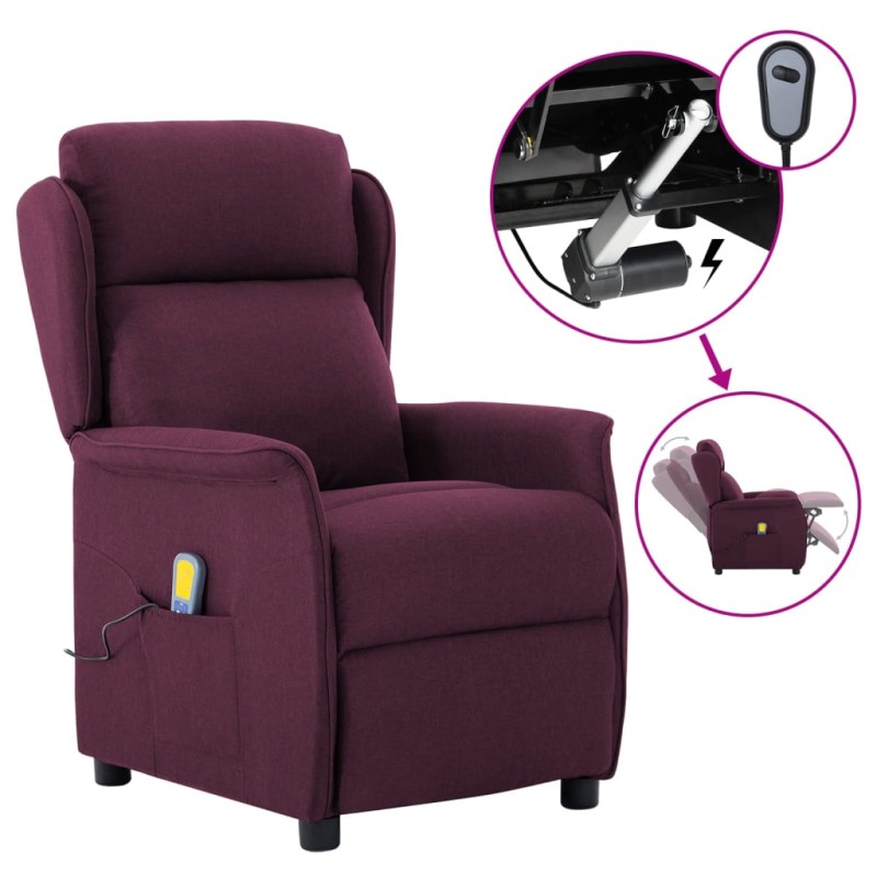 vidaXL Massagesessel Elektrisch Lila Stoff