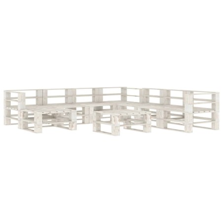 9-tlg. Garten-Lounge-Set aus Paletten Holz Weiß