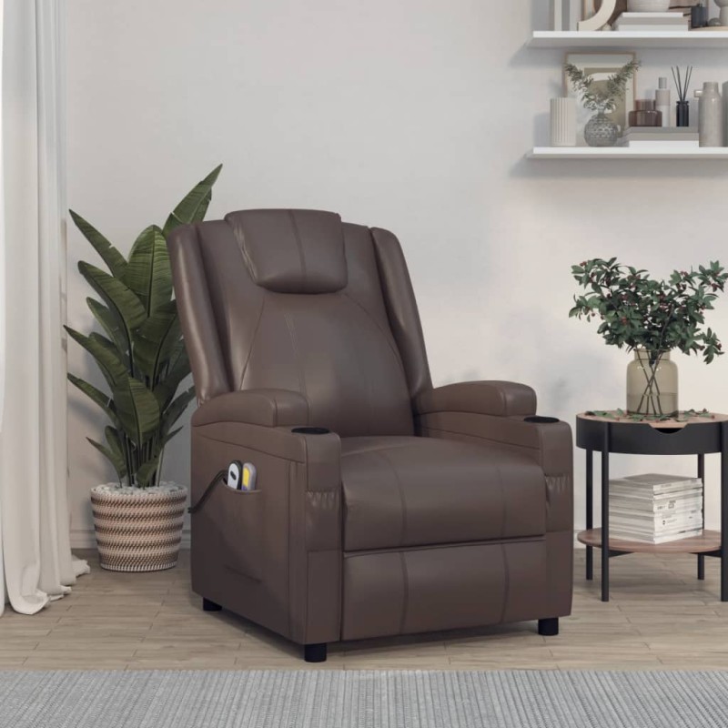 vidaXL Massagesessel Elektrisch Braun Kunstleder vidaXL Massagesessel Elektrisch Braun Kunstleder