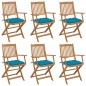 vidaXL Klappbare Gartenstühle 6 Stk. mit Kissen Massivholz Akazie vidaXL Klappbare Gartenstühle 6 Stk. mit Kissen Massivholz Akazie