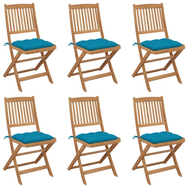 vidaXL Klappbare Gartenstühle 6 Stk. mit Kissen Massivholz Akazie vidaXL Klappbare Gartenstühle 6 Stk. mit Kissen Massivholz Akazie