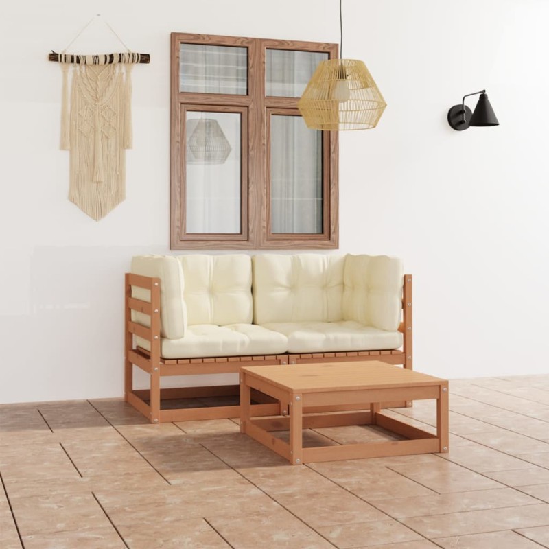 vidaXL 3-tlg. Garten-Lounge-Set mit Kissen Kiefer Massivholz vidaXL 3-tlg. Garten-Lounge-Set mit Kissen Kiefer Massivholz