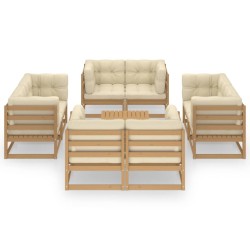 vidaXL 9-tlg. Garten-Lounge-Set mit Kissen Kiefer Massivholz