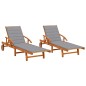 vidaXL Sonnenliegen 2 Stk. mit Auflagen Massivholz Akazie vidaXL Sonnenliegen 2 Stk. mit Auflagen Massivholz Akazie