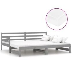 vidaXL Ausziehbares Tagesbett 2x(90x200) cm Grau Massivholz Kiefer